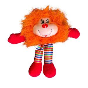 Vintage 1982 Wego Kissy Fuzzy Plush Toy Orange Sprite Rainbow Brite Plastic Face